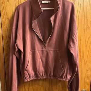 Quarter Zip-Up Mauve Sweatshirt